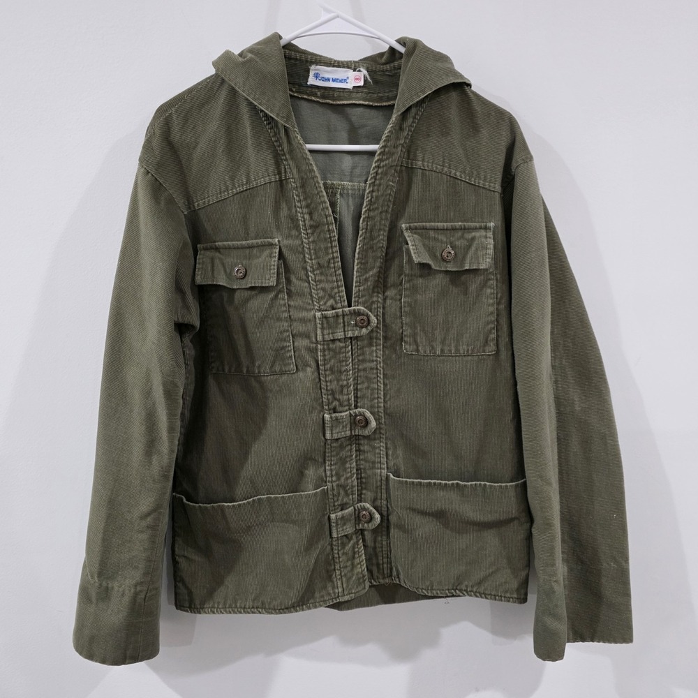 Vintage John Meyer Womens Corduroy Jacket Size 8 Military Utility‎ Green 70s
